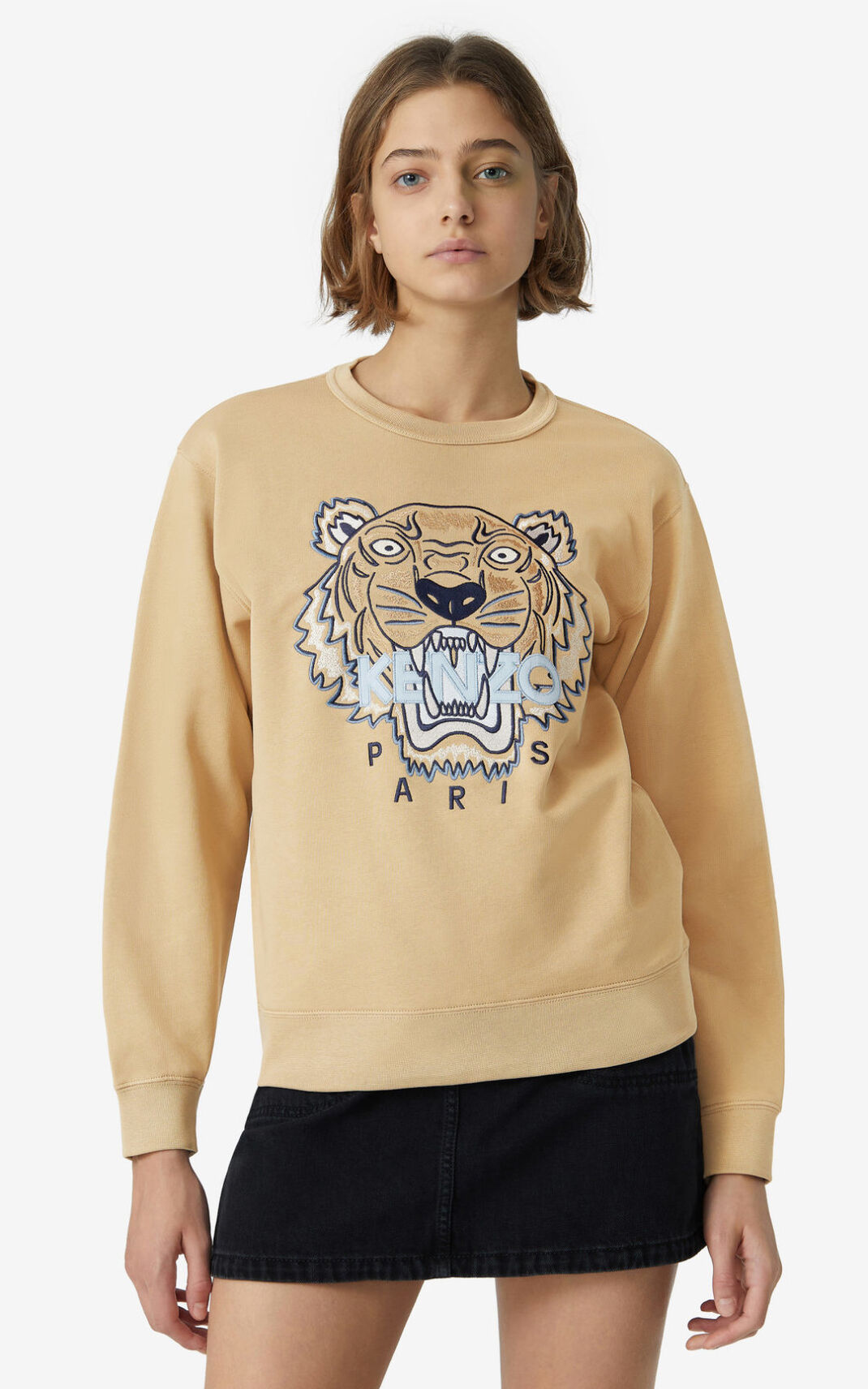 Kenzo Tiger Sweatshirt Bayan Bej Rengi | 4209-XWMBN